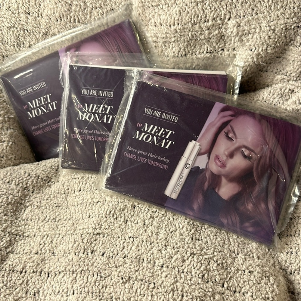 3 Packages of Monat Home Hair Spa Cards for Reps- Meet Monat Invite